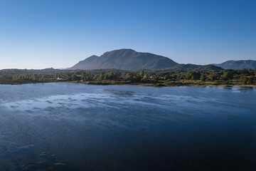 Korission Lake on the Ionian Sea shore, Corfu Island, Greece