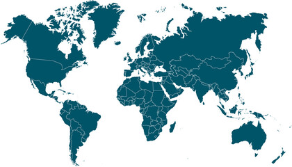 Fototapeta premium World map. Silhouette map. 