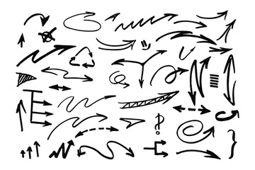 Set of doodle arrows vector illustration.