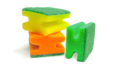 Dishwasher sponges isolated on a white background