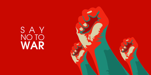 People are against war. Say no to war. Vector illustration.