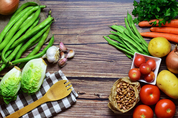 fresh vegetables on a wooden table