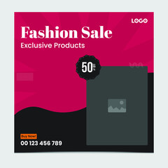 Fashion sale social media post design template