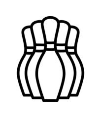 Bowling flat line icon. Sport game - skittles with ball. Outline sign for mobile concept and web design, store
