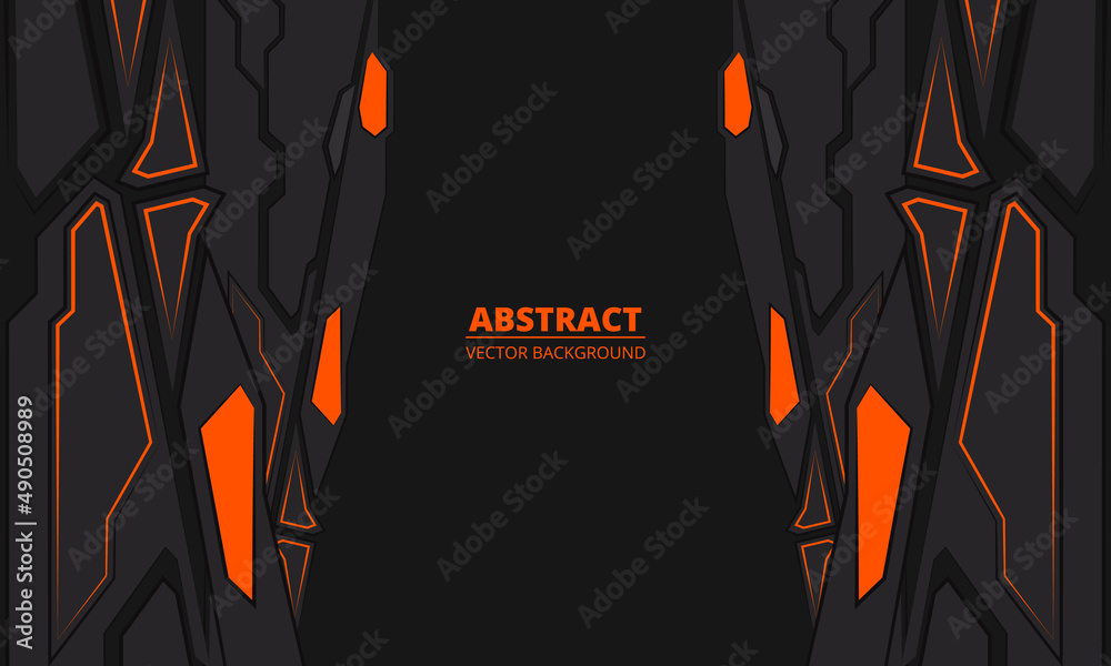 Aufkleber technology black and orange futuristic gaming abstract background. abstract geometric mechanical sha
