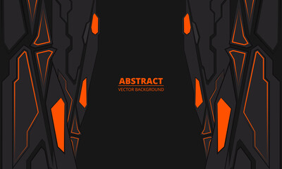 Technology black and orange futuristic gaming abstract background. Abstract geometric mechanical shape design. Flat techno background. Vector illustration © Biod