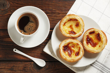 Pastel de nata and coffee