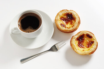 Pastel de nata and coffee