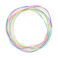 Colorful Rainbows Wave Lines Pattern Circle Frame Abstract Background. Isolated. Vector