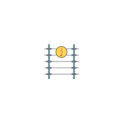 Electric fencing icon with high voltage sign. Isolated vector illustration on white background.