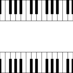 Fototapeta premium Piano keyboard seamless repeating pattern. Vector background with black and white keys and white empty space for design. Editable template.