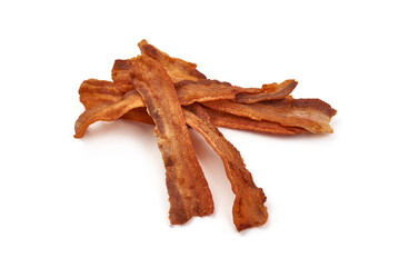 Grilled pork bacon, isolated on white background.