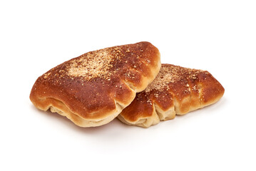 Sweet Bun with filling, isolated on white background.