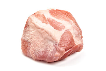 Raw pork ham, isolated on white background.