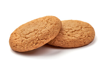 Oatmeal cookies isolated on white background.