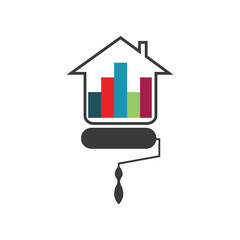 Colorful house painting service vector icon logo design template