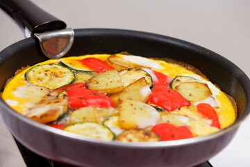 Frittata in a frying pan　オムレツ