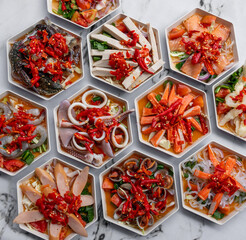 Spicy Thai Mixed Salads Prawns, Crabs, Salmon etc. 