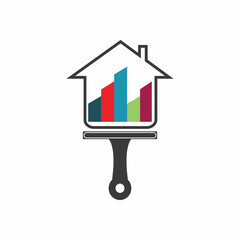 Colorful house painting service vector icon logo design template