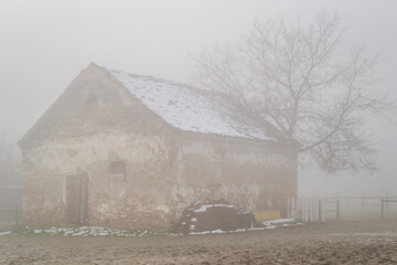 Novi Sad, Serbia-January 12. 2013: Panorama of the old farmhouse near the city of Novi Sad, Serbia.