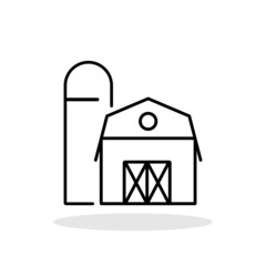 Farmhouse with silos icon in flat style. Rural barn symbol for your web site design, logo, app, UI Vector EPS 10.