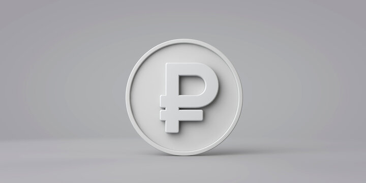 russian ruble currency coin symbol. 3D Rendering