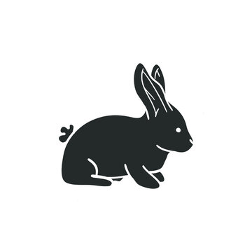 Bunny Icon Silhouette Illustration. Rabbit Animal Pet Vector Graphic Pictogram Symbol Clip Art. Doodle Sketch Black Sign.