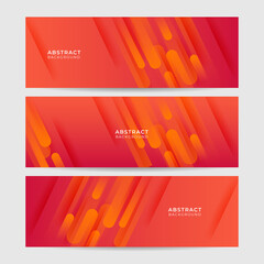 Set of Gradient abstract orange colorful memphis wide banner design background Abstract colorful memphis geometric business banner background. Vector illustration.