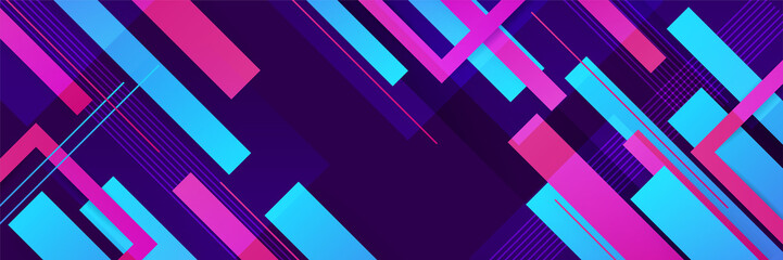 Set of Display abstract purple blue pink colorful memphis wide banner design background. Abstract colorful memphis geometric business banner background. Vector illustration.