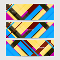 Set of Display abstract colorful memphis wide banner design background. Abstract colorful memphis geometric business banner background. Vector illustration.