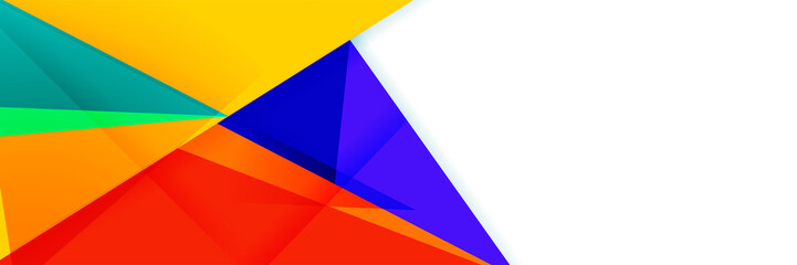 Triangle abstract colorful memphis wide banner design background. Abstract colorful memphis geometric business banner background. Vector illustration.