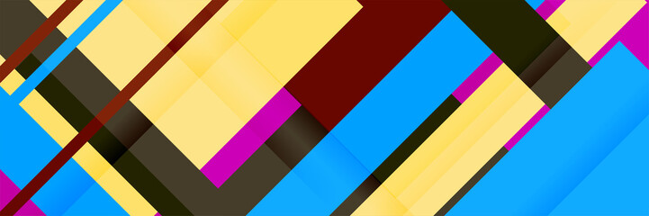 Display abstract colorful memphis wide banner design background. Abstract colorful memphis geometric business banner background. Vector illustration.