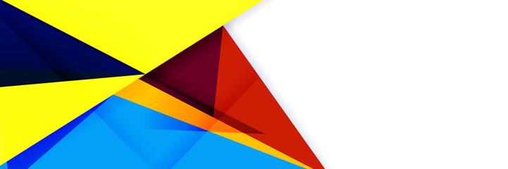 Triangle abstract colorful memphis wide banner design background. Abstract colorful memphis geometric business banner background. Vector illustration.