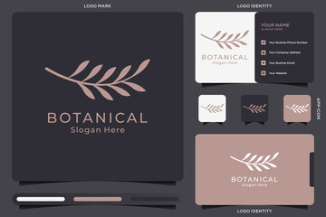 botanical elements logo vector with business card design template