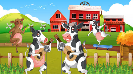 Fototapeta premium Scene with farm animal on the farm