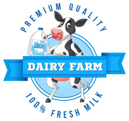 A cow with a Dairy farm label