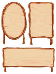 Set of wooden sign banner