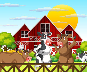 Naklejka premium Scene with farm animal on the farm