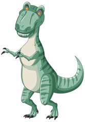 Green t-rex dinosaur in cartoon style