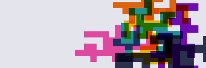 abstract colorful memphis wide banner design background. Modern abstract geometric banner background.