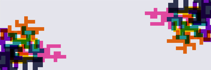 abstract colorful memphis wide banner design background. Modern abstract geometric banner background.