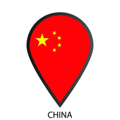 Flat location pin flag of China icon. Simple isolated button. Eps10 vector illustration.
