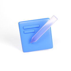 3D icon glassmorphism editing blue render pencil