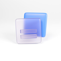 3D icon glassmorphism documents blue render blank