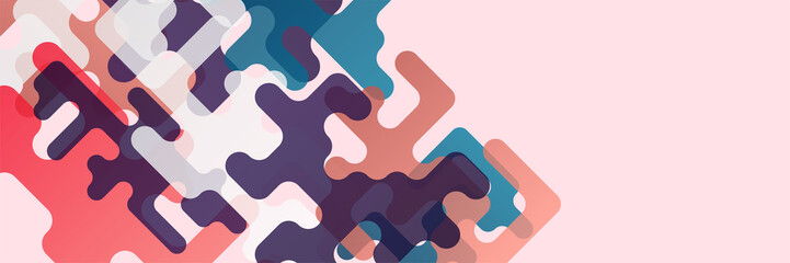 Gradient abstract colorful memphis wide banner design background