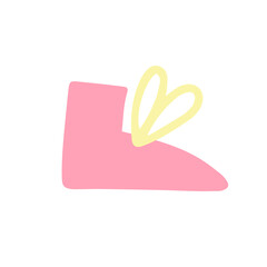 Pink shoe vector. Hand drawn doodle boot