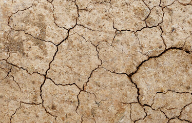 Cracked ground background in the top view for graphic design or wallpaper