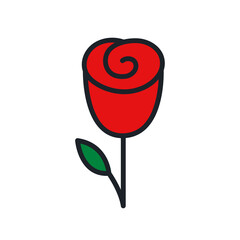 Red rose icon. Garden flowers isolated vector icons