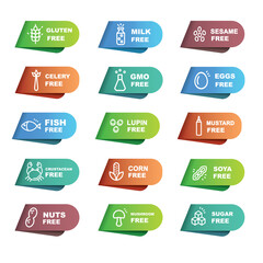 Allergen free icons set in different colors, modern vision, vector, illustration.