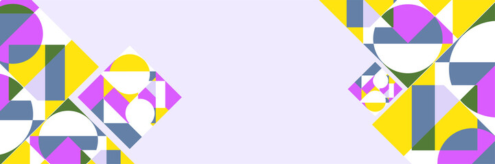 Mozaik abstract colorful memphis wide banner design background